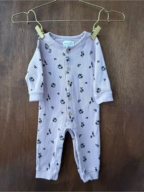 Mauve/pink Floral Ribbed One-Piece for Kids